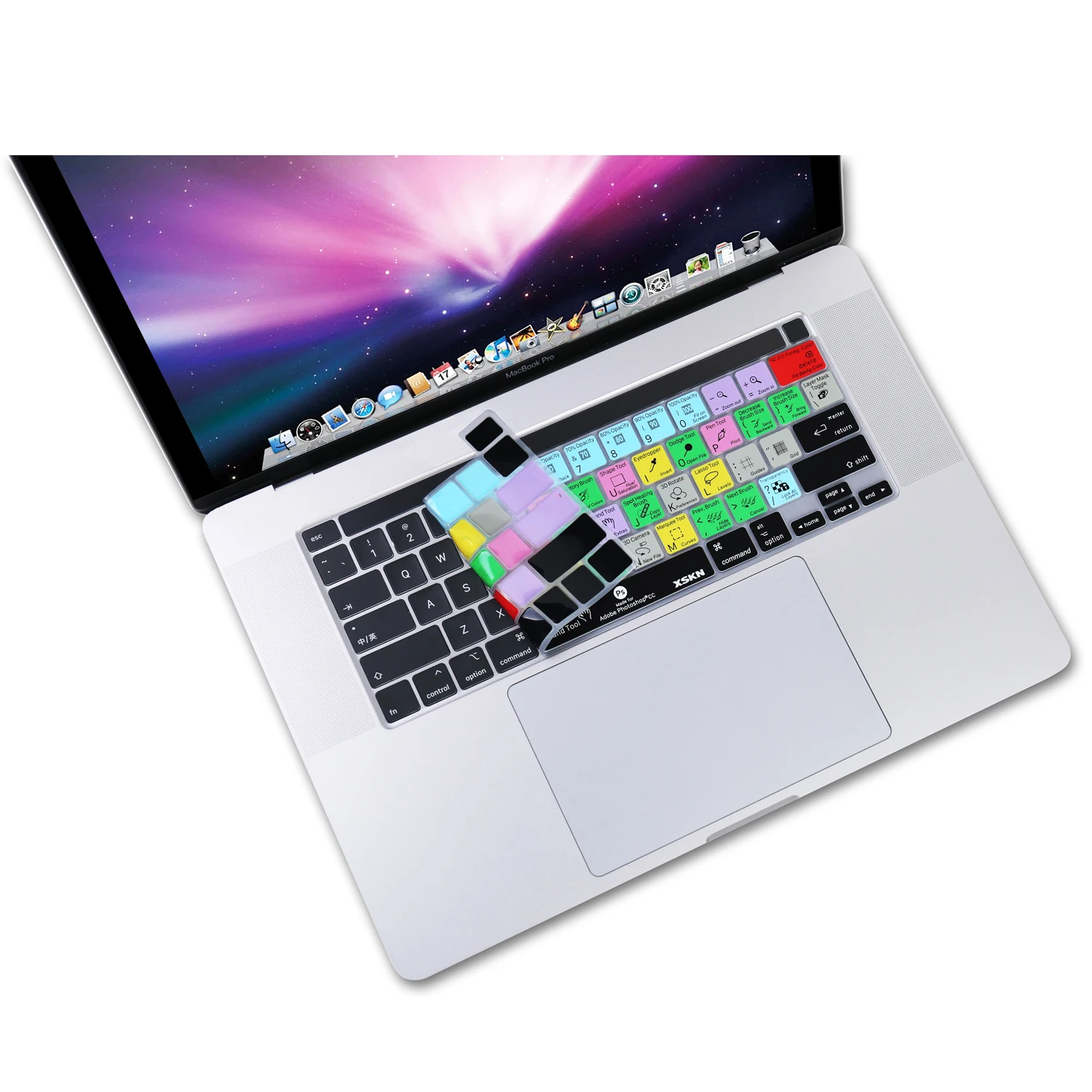 XSKN Photoshop Shortcut Tastatur-Abdeckung für MacBook Pro 13,3 A2338 M2 M1 A2251 A2289/MacBook Pro 16 Zoll A2141 Touch Bar ﻿