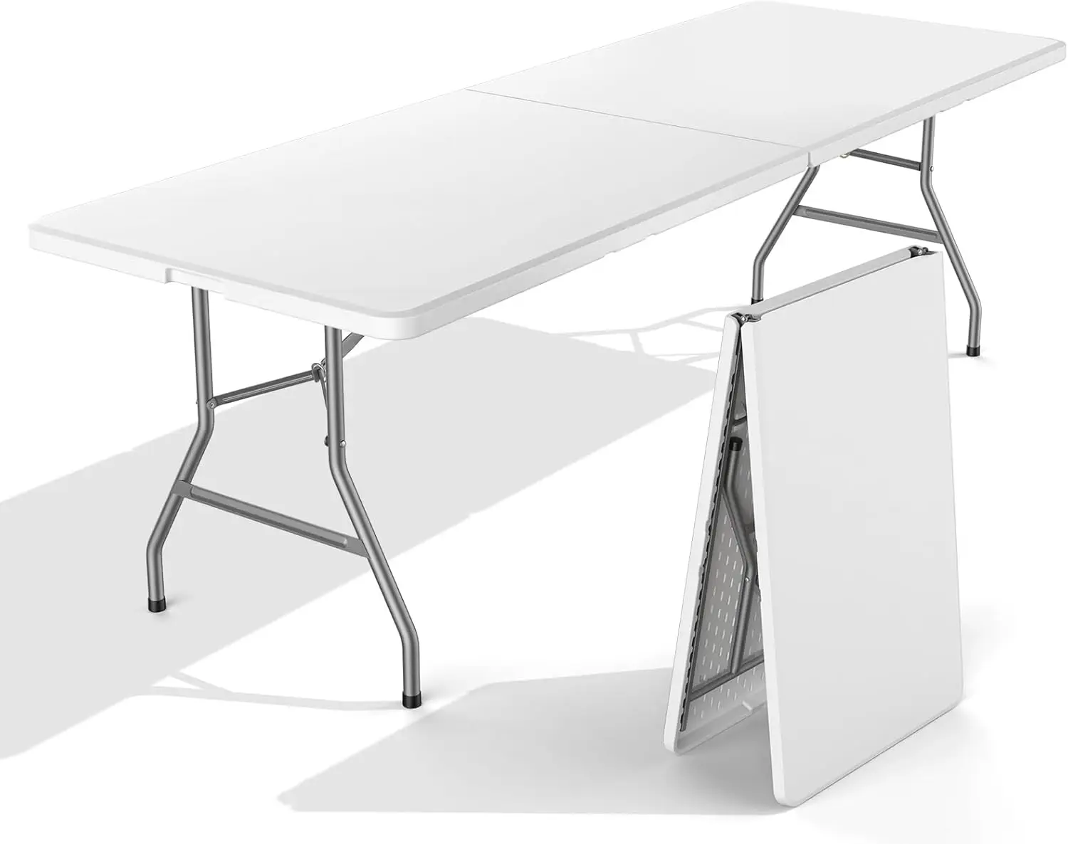 

8 FT Folding Picnic Table Portable Outdoor Indoor with Carrying Handle