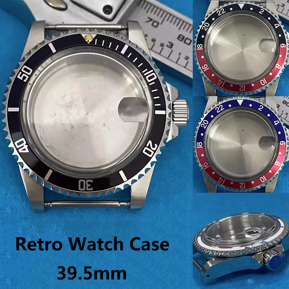 Retro Watch Case 39.5mm, Waterproof Stainless Steel Acrylic Mirror Watch Case, for NH34 NH35 NH36 Mechanical Movement Men Watch