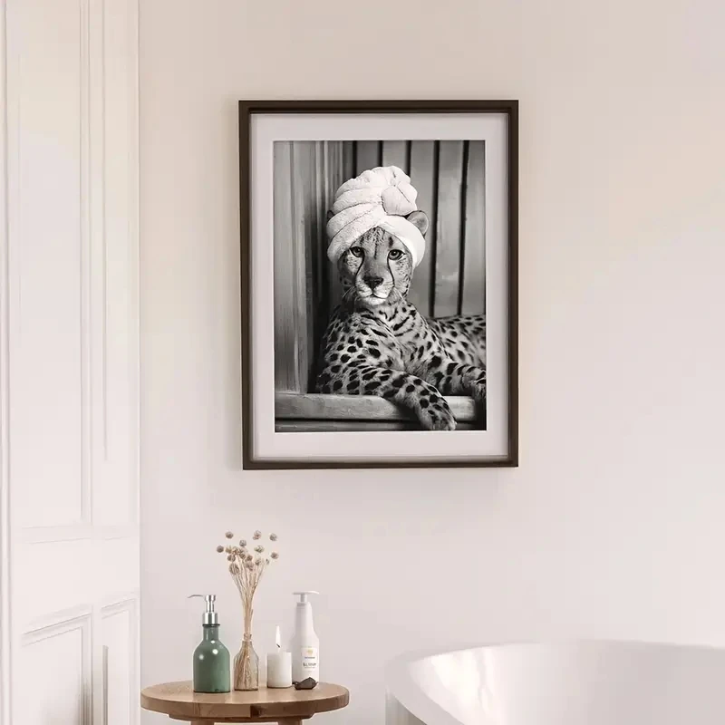 Quick-dragon Bathrobe Pattern Canvas Art Print Black White Animal Leopard Wall Decoration Classic
