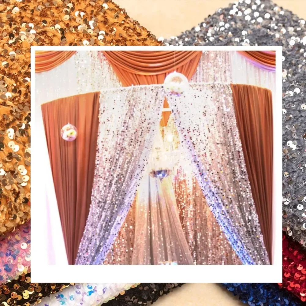 

Velvet Foam Elastic 5mm Sequins Embroidered Fabric Fashion Performance Clothes Curtain Curtain Decorative Cloth Dress for Sewing