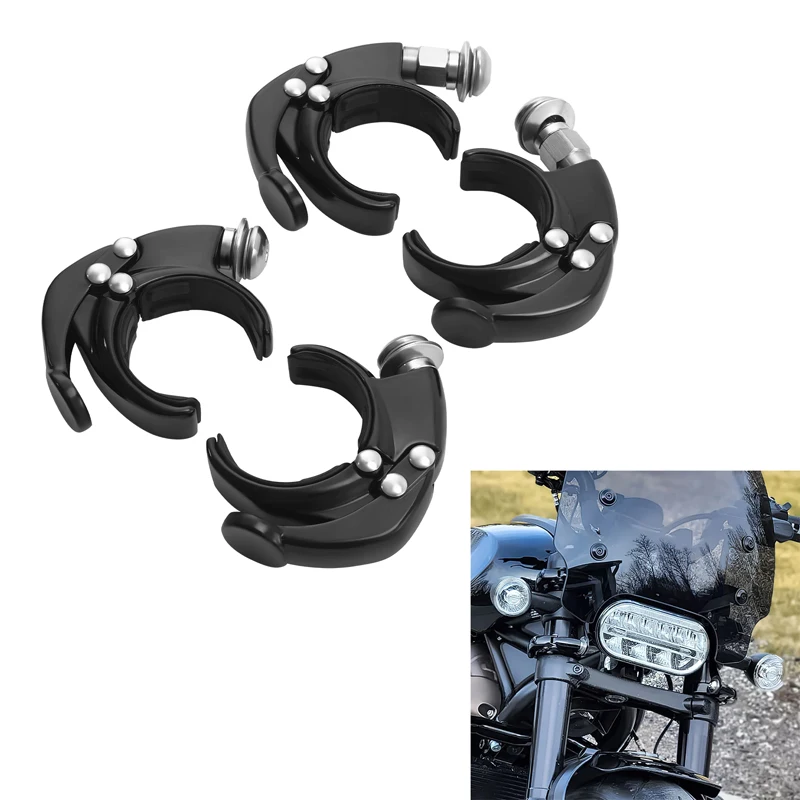 

54mm 56mm Windshield Clamps Fit For Harley Fat Bob 2018-2024 Low Rider ST FXLRST 2022-2024 SPORTSTER S RH1250S 2021-2024 Black
