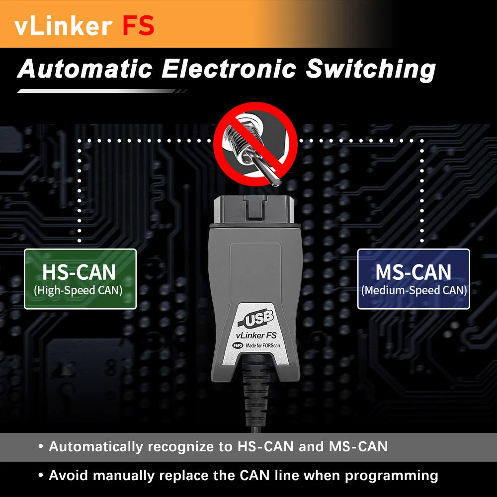 Car Diagnostic Scanner FS ELM327 VLinker FS USB For Mazda ELM 327 OBD 2 Interface Tools OBDII For Ford FORScan HS/MS-CAN