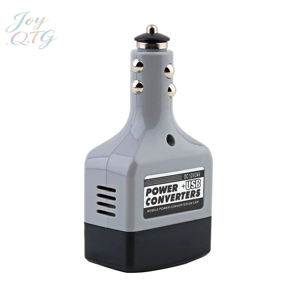 Car Mobile Converter Inverter Adapter DC 12V/24V to AC 220V Charger Power+USB