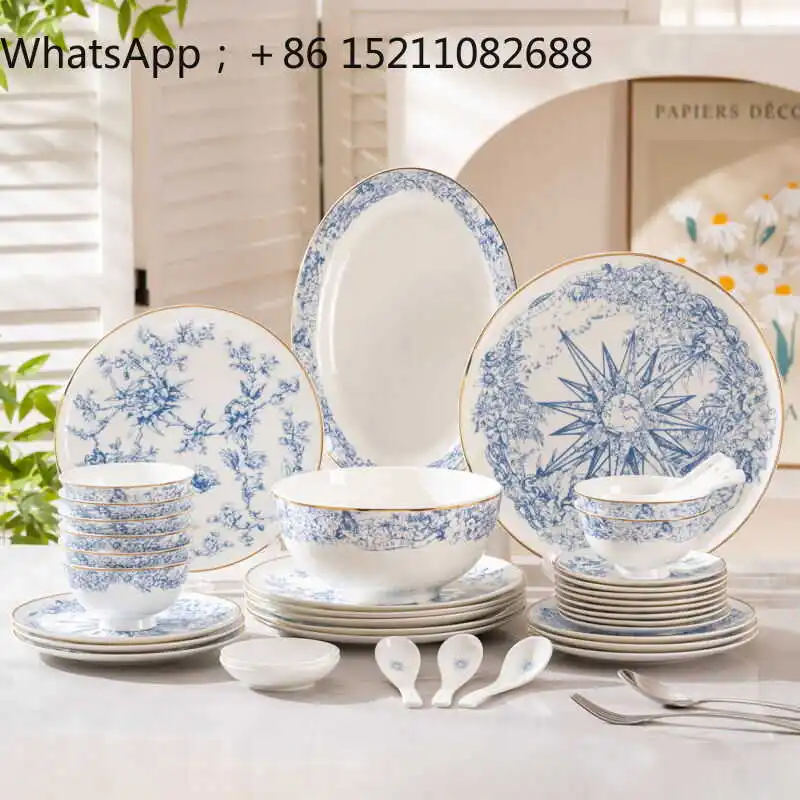 SCY high-quality light luxury plate bowl tableware spoon set hand-painted gold exquisite gift box