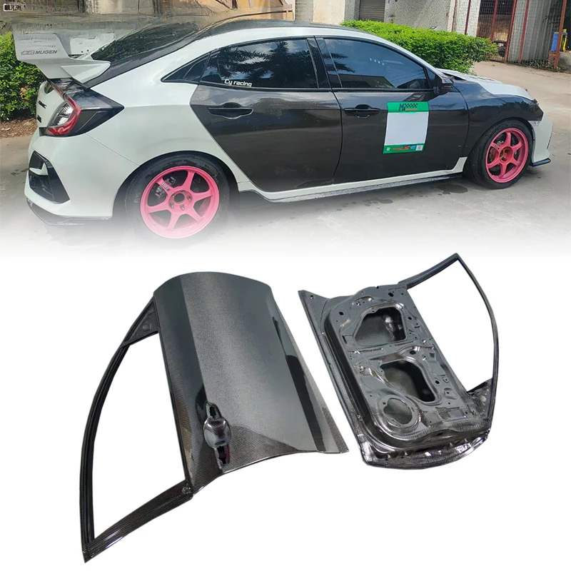 For  HONDA Civic 2015-2022 FC1/FK7/Type-R FK8 OEM-Style 100% Carbon Fiber Front Door Lightweight(-50% Weight), Direct Fit