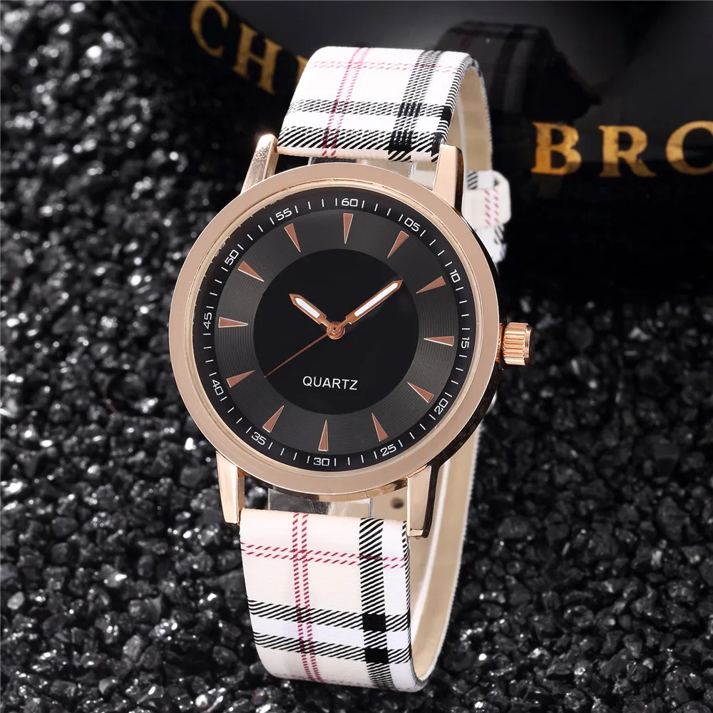 Fashion Women\'s Quartz Watches Black White Dial Analog Ladies Wristwatch Leather Strap Casual Simple Female Clock montre femme