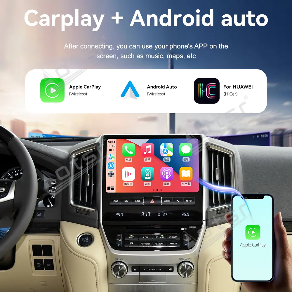 

10'' Android 13 For Land Cruiser LC200 2016-2021 Car GPS Navigation CarPlay HD Touch Screen Head Unit Multimedia Player Radio