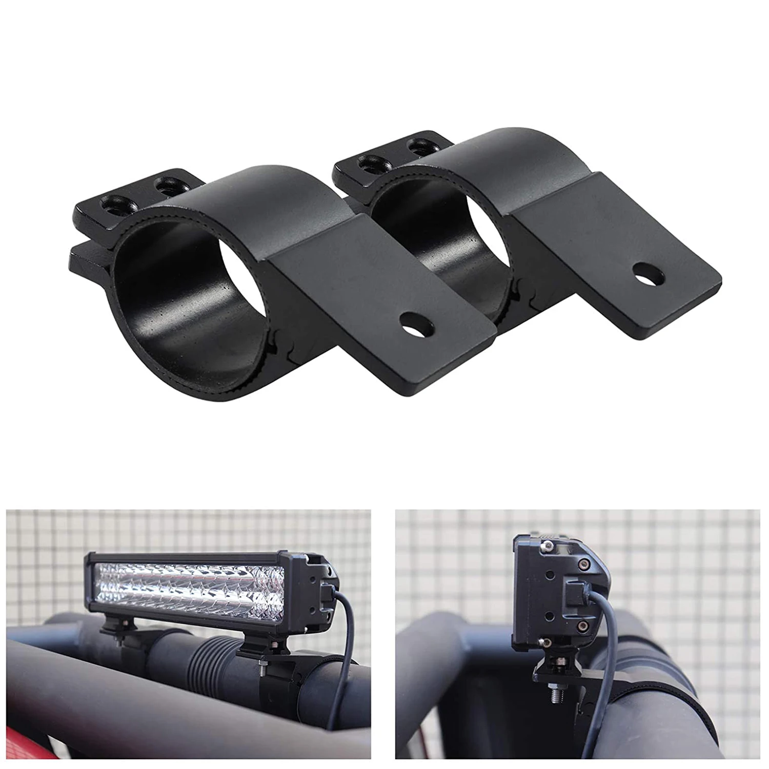 1Pair Auto Tube Bull Bar LED Bracket Offroad SUV Car Bumper Bullbar Round Roll Cage HID Work Light Holder Clamp 40-45mm 49-54mm