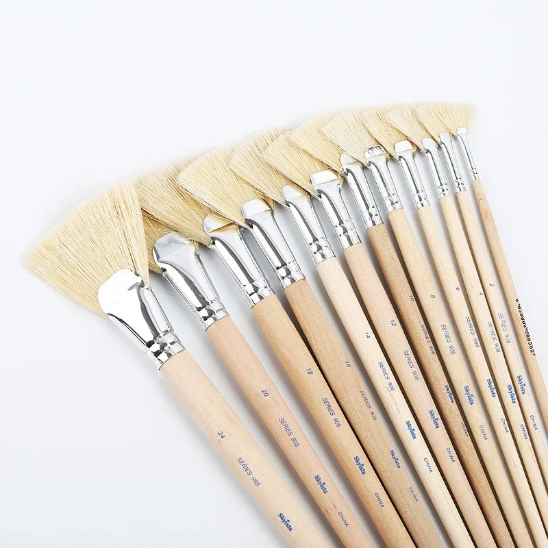 

Skyists 1-24# Set Fan-shaped Brush Paint Drawing White Pig Bristles Professional Oil Acrylic Painting Brush Set Painting s908