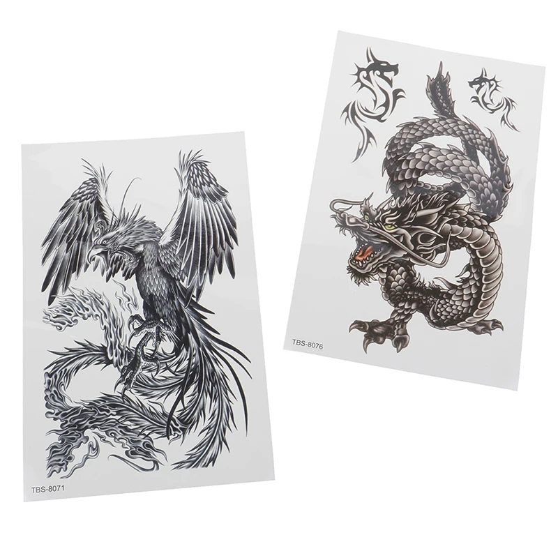 1Pc Mannen Vrouwen Waterdichte Tijdelijke Stickertattoo Dragon Phoenix Body Arm Leg Art Sticker Cool