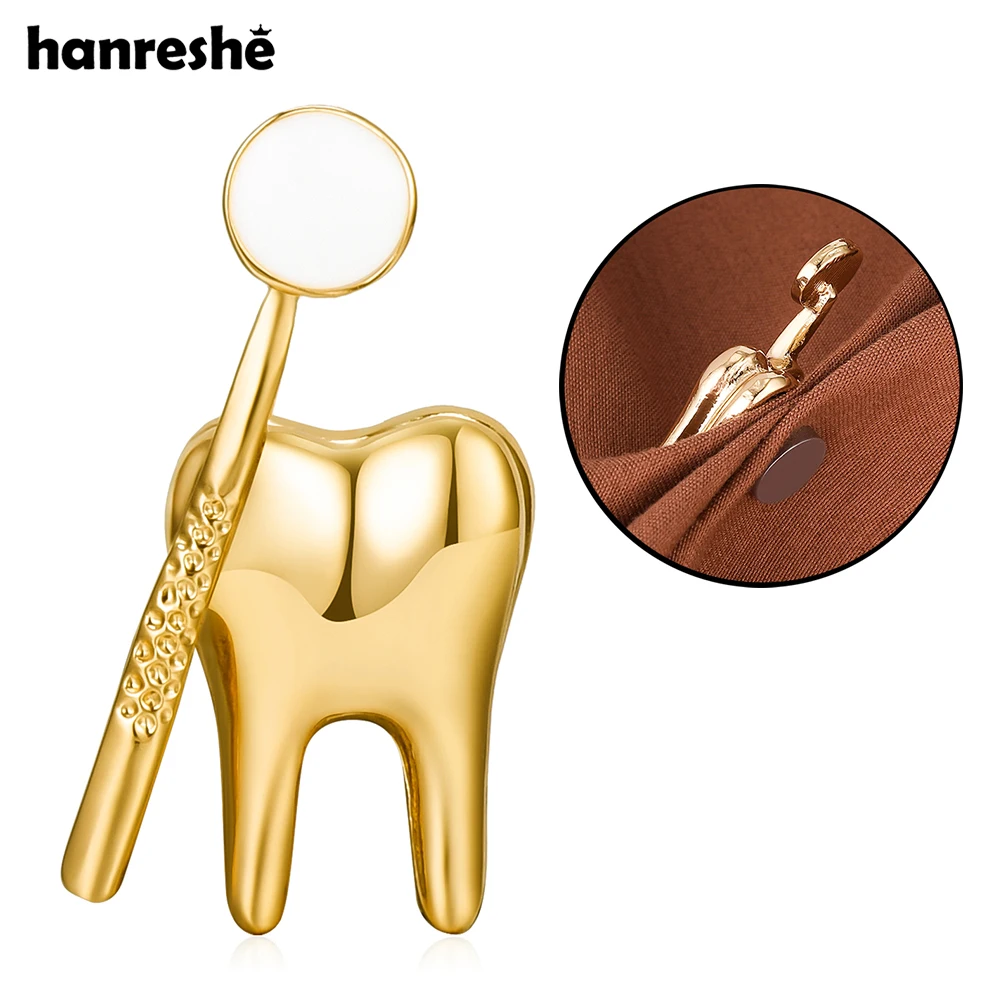 Hanreshe Dental Tooth Magnet Brooch Punch-Free Design Teeth Magnetic Pin for Dentist Doctor Nurse Backpack Lapel Suit Badge