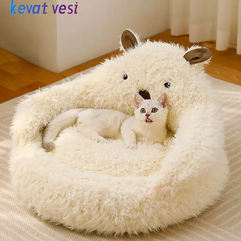 

Cat Bed Winter Warm Long Plush Cat Sofa for Small Medium Cats Soft Cozy Kitten Puppy Nest Detachable Non-slip Pet Sleeping Mat