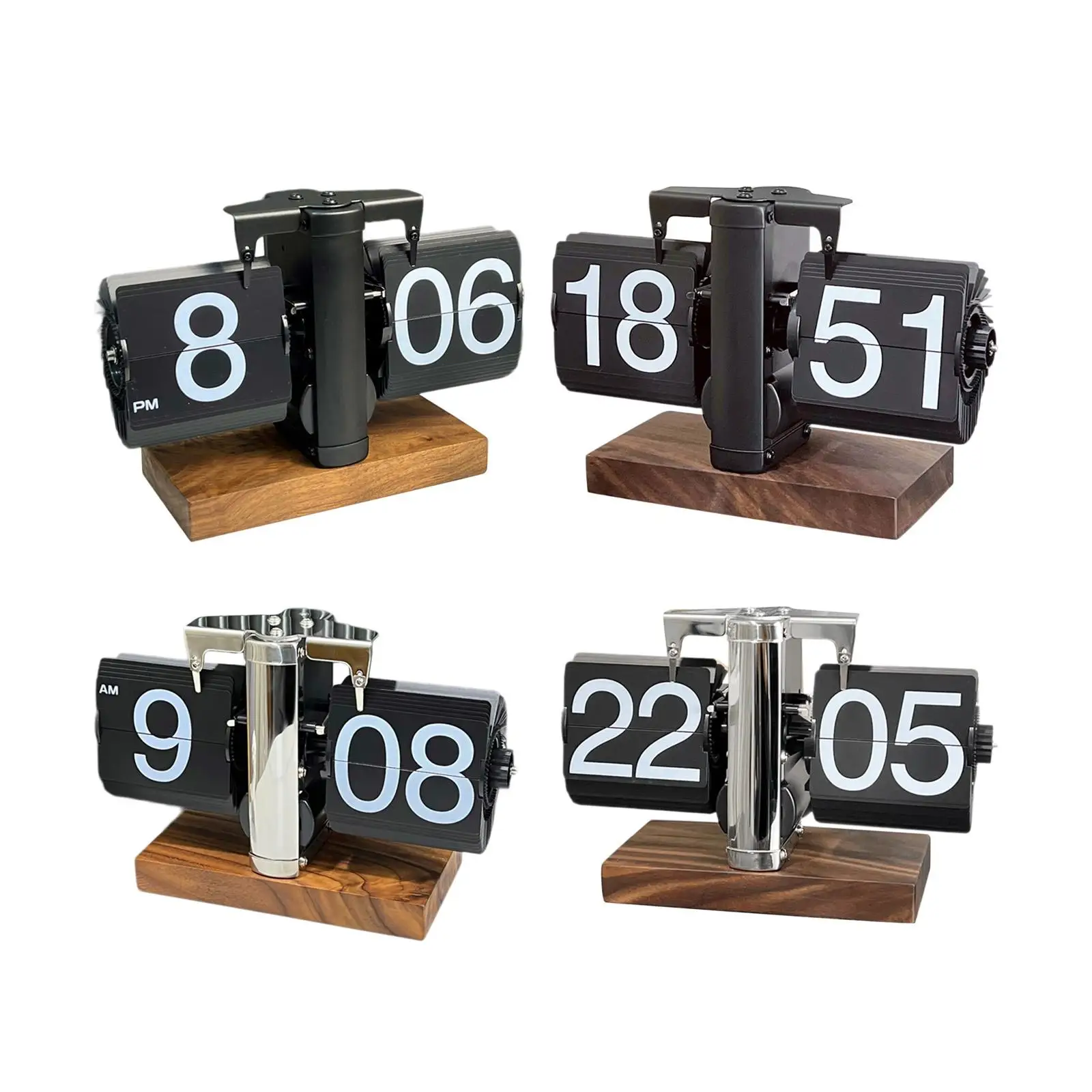 

Flip Desk Clock Multifunctional Decor Retro Auto Flip Clock Automatic Page Turning Clock for Hotel Office Cafe Home Desktop