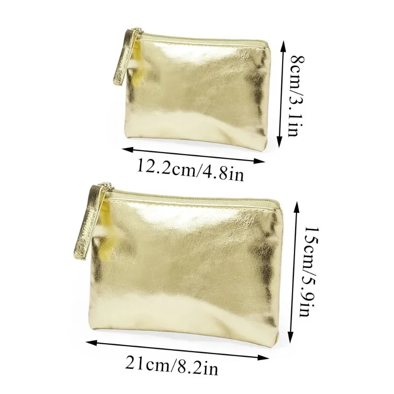 New Patent Leather Zipper Coin Purse Rose Gold Silver Color Ultra-thin Card Coin Key Storage Bag Mini Wallet Purse Girls Gifts image 3
