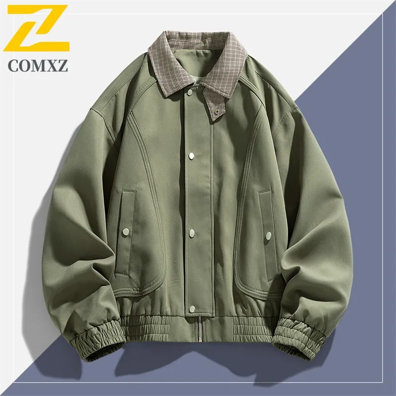 

COMXZ куртки американский ретро однотонный универсальный дорожный рабочий плащ свободная повседневная походная ветровка куртка мужская одежда
