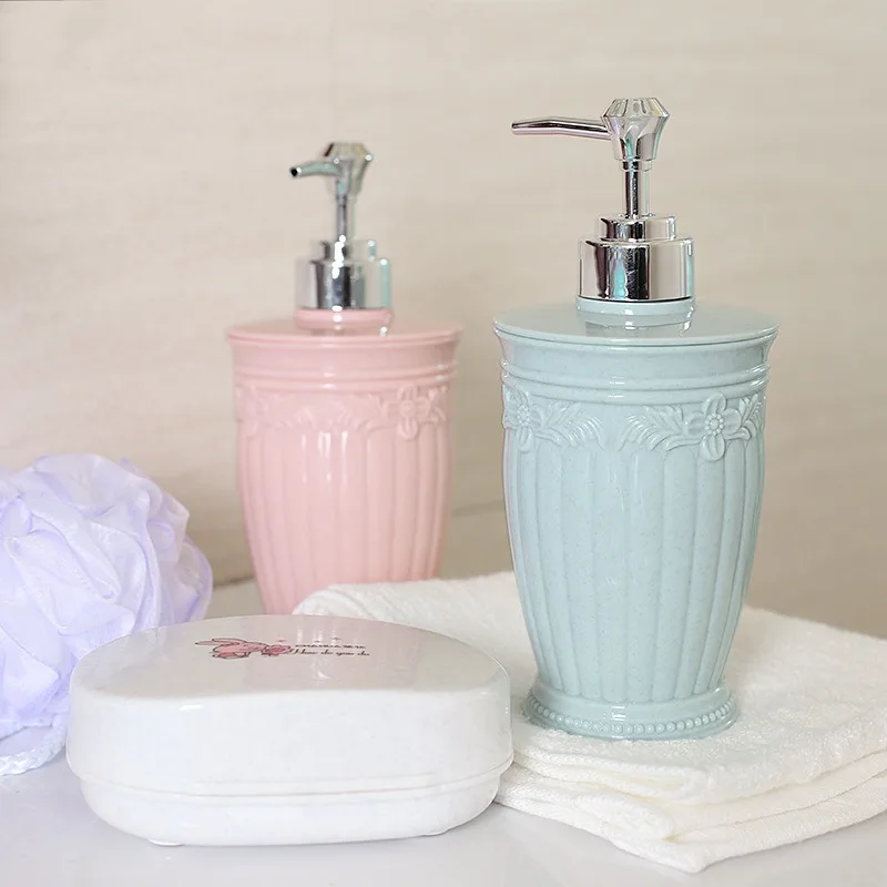 Fashion Stained Carved Resin Liquid Soap Dispenser Bathroom Sanitizer Bottle Hand Pump Emulsion Shampoo Bath Shower Gel Press