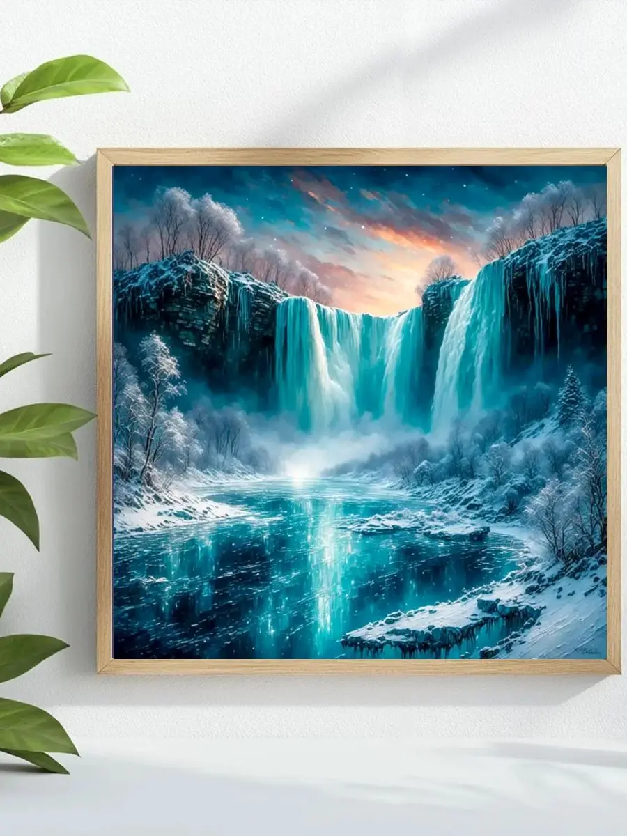 Une magnifique cascade 40X40CM/15.74 pouces Kit de point de croix bricolage 11CT/14CT broderie décoration murale fil de coton écologique