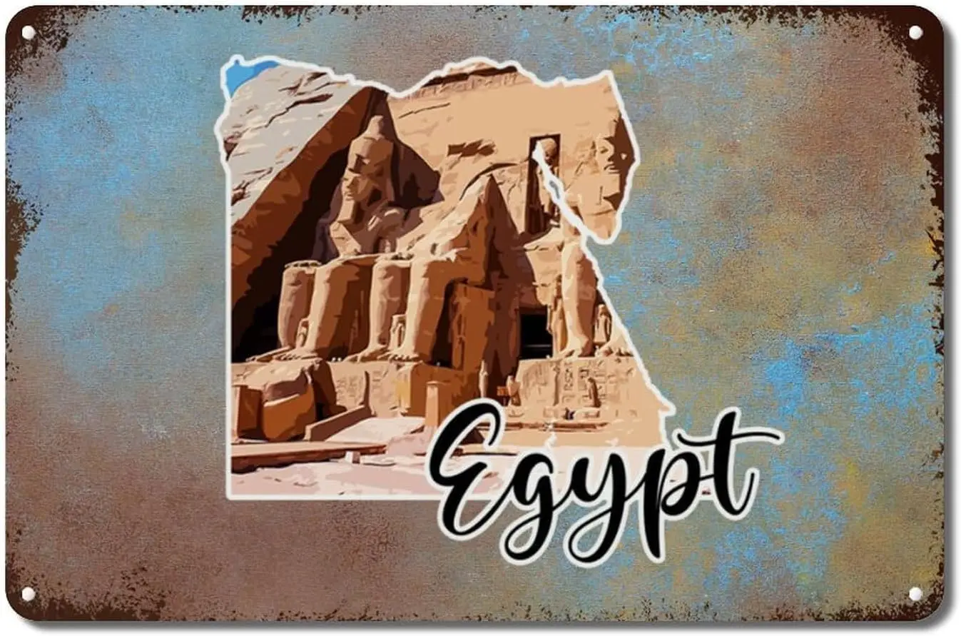 

Metal Signs Egypt Landscapes Cityscape Aluminum Sign Country National Metal Sign Iron Painting Egypt Men Cave Signs 12x8in New H