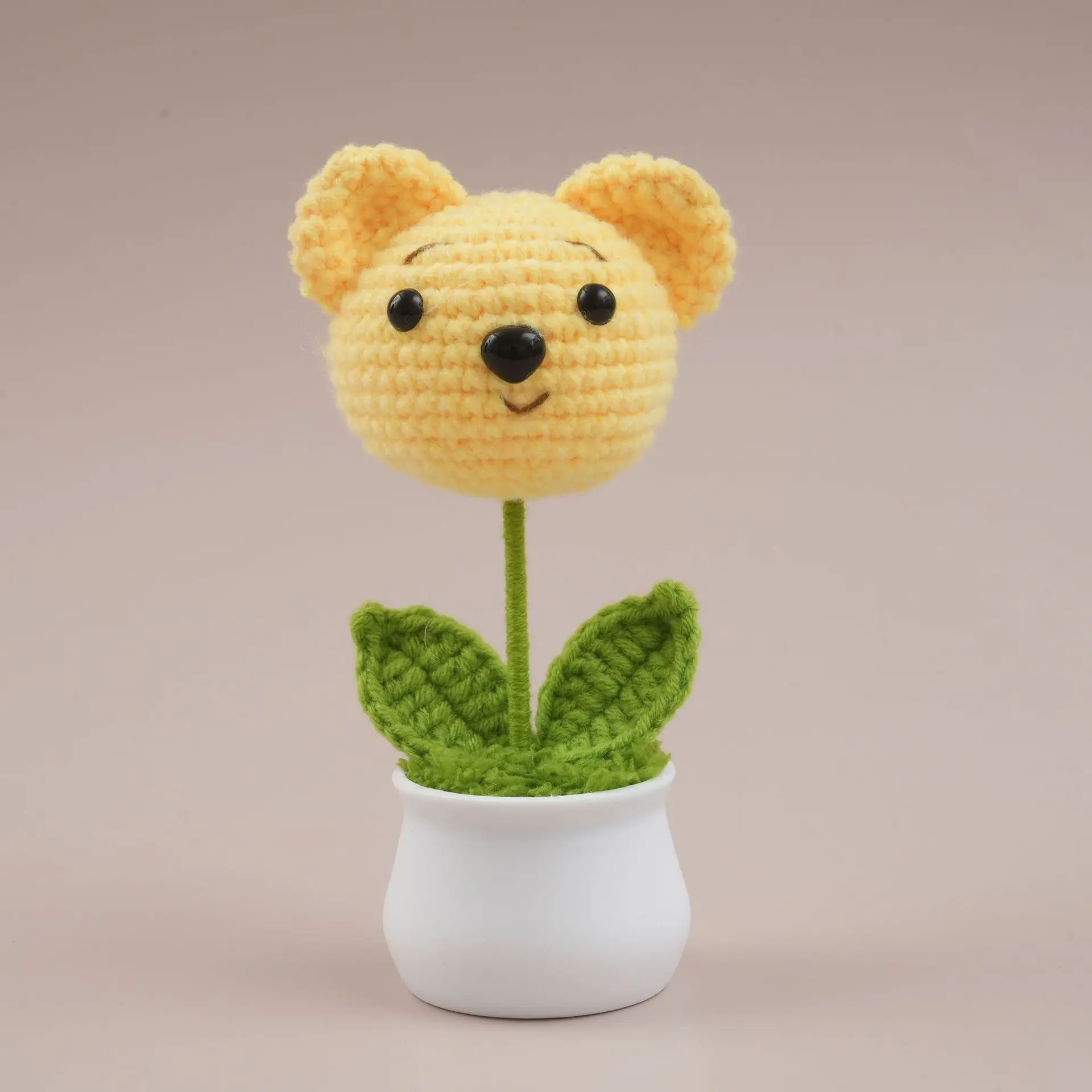 Gehäkelter Tier-Blumentopf Niedliches Handgewebtes Tier Lieblicher Gestrickter Cartoon-Topf Bücherregal Auto-Deko Geschenk – Detail 4
