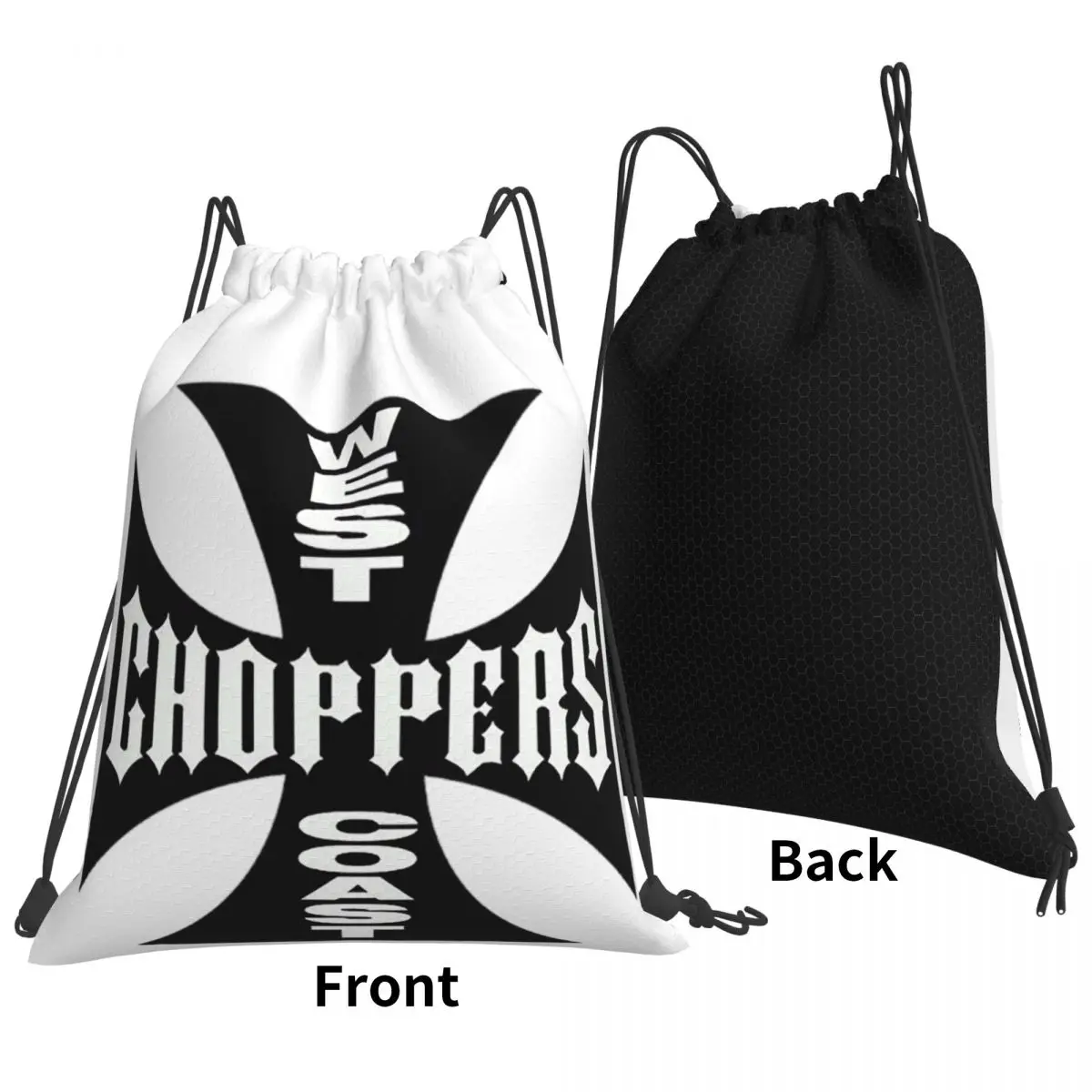 Personalized West Coast Iron Cross Choppers Backpacks Casual Drawstring Bags Sports Bag Book Bags for Travel Students