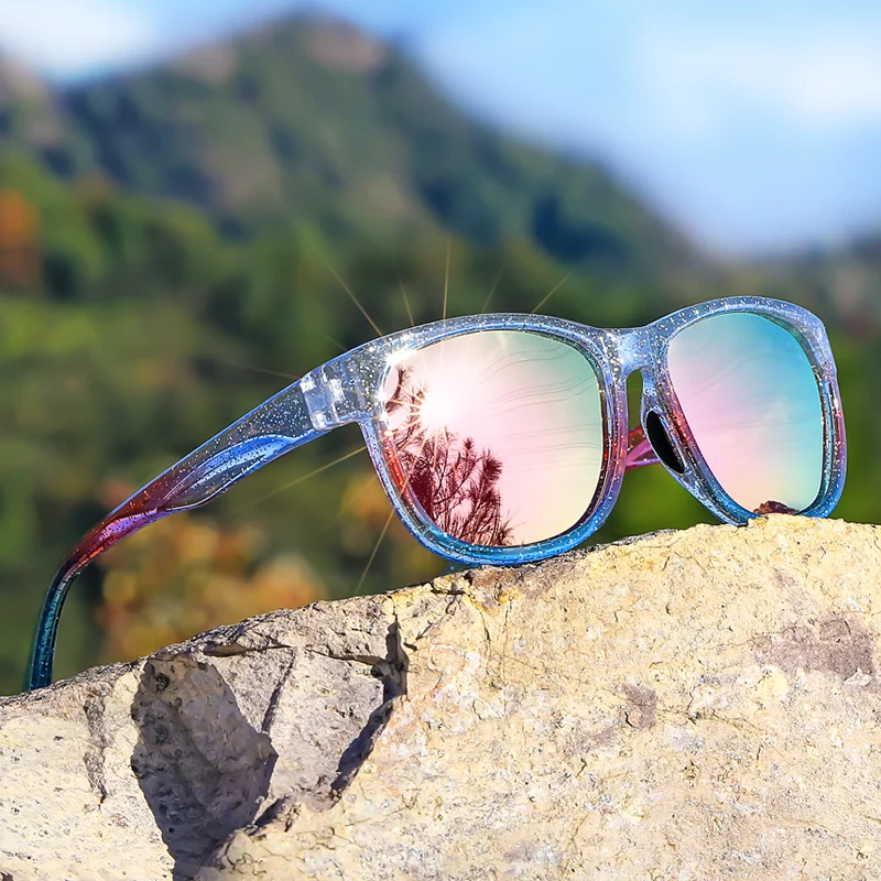 Gafas de sol cuadradas polarizadas unisex de nuevo estilo: montura ligera con purpurina púrpura, lentes TAC para deportes al aire libre y moda