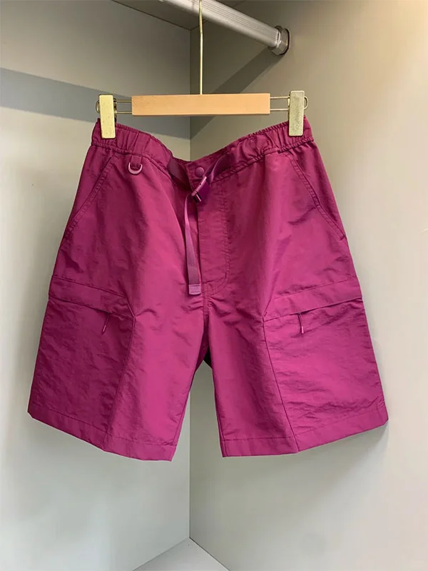 

Dragon Fruit Colored Outdoor Sports orts Men's Bule Waist Design Straight Leg Five-Quarter Pants Qui Dry Workwear Trousers