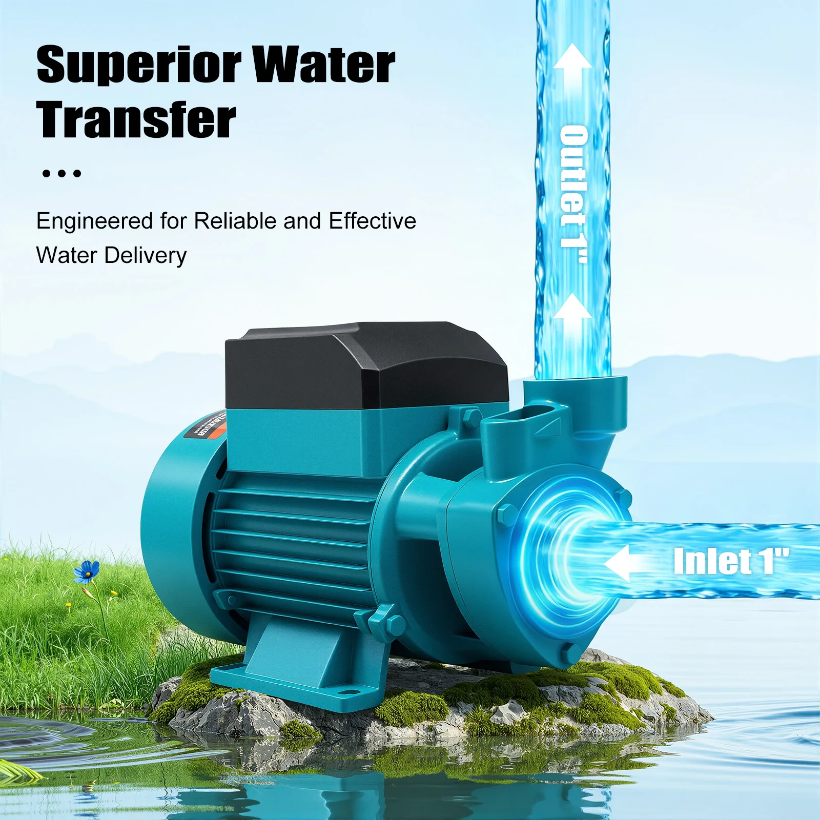220V 370W Elektrische Wasserpumpe, geräuscharme Wassertransferpumpe, Hochleistungs-Reinwasserpumpe für Garten-, Bauernhof- und Tiefbrunnenbewässerung – Detail 5
