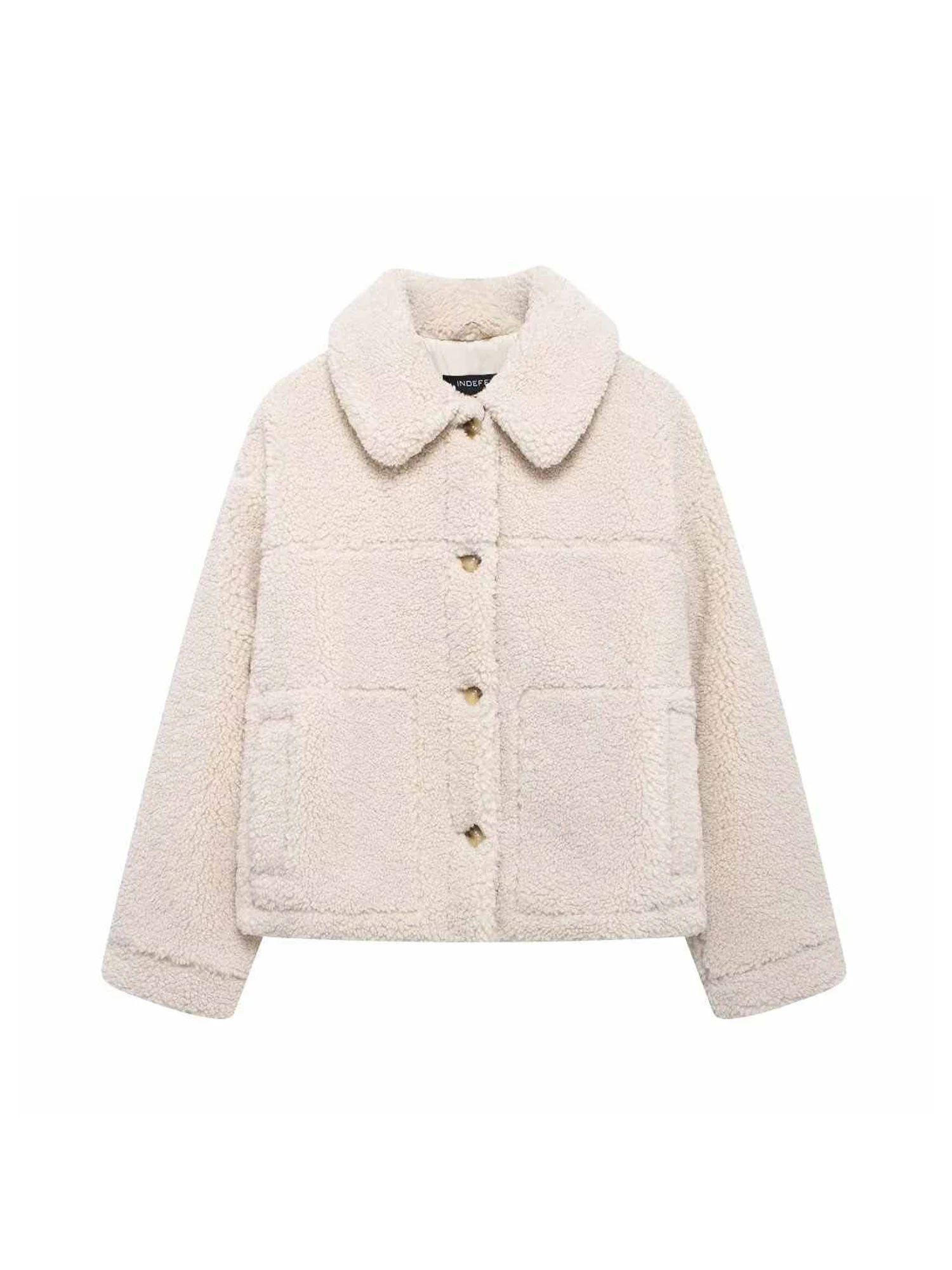 

Women's Off White Teddy Coat Vintage Fur Jacket Harajuku 2000s Aesthetic Long Sleeve Autumn Coats Loose Outerwear Clothes 2025
