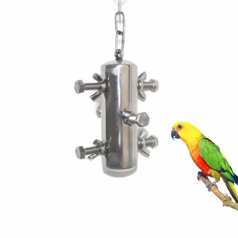 Parrot Chew Puzzle Toy Hanging Bell Screw Design For African Grey Macaw Bird Entertainment