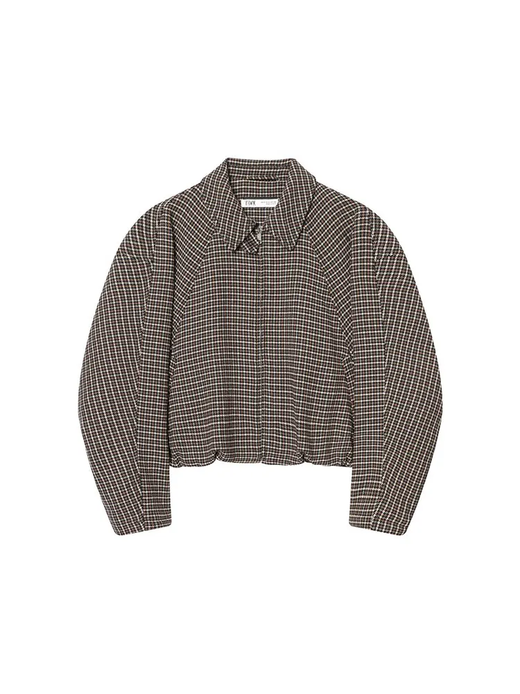 Nlzgmsj 2025 الخريف عادية شيك مكتب سيدة نساء منقوشة سستة منفذها منقوشة التنانير الصغيرة قطعتين مجموعات الموضة