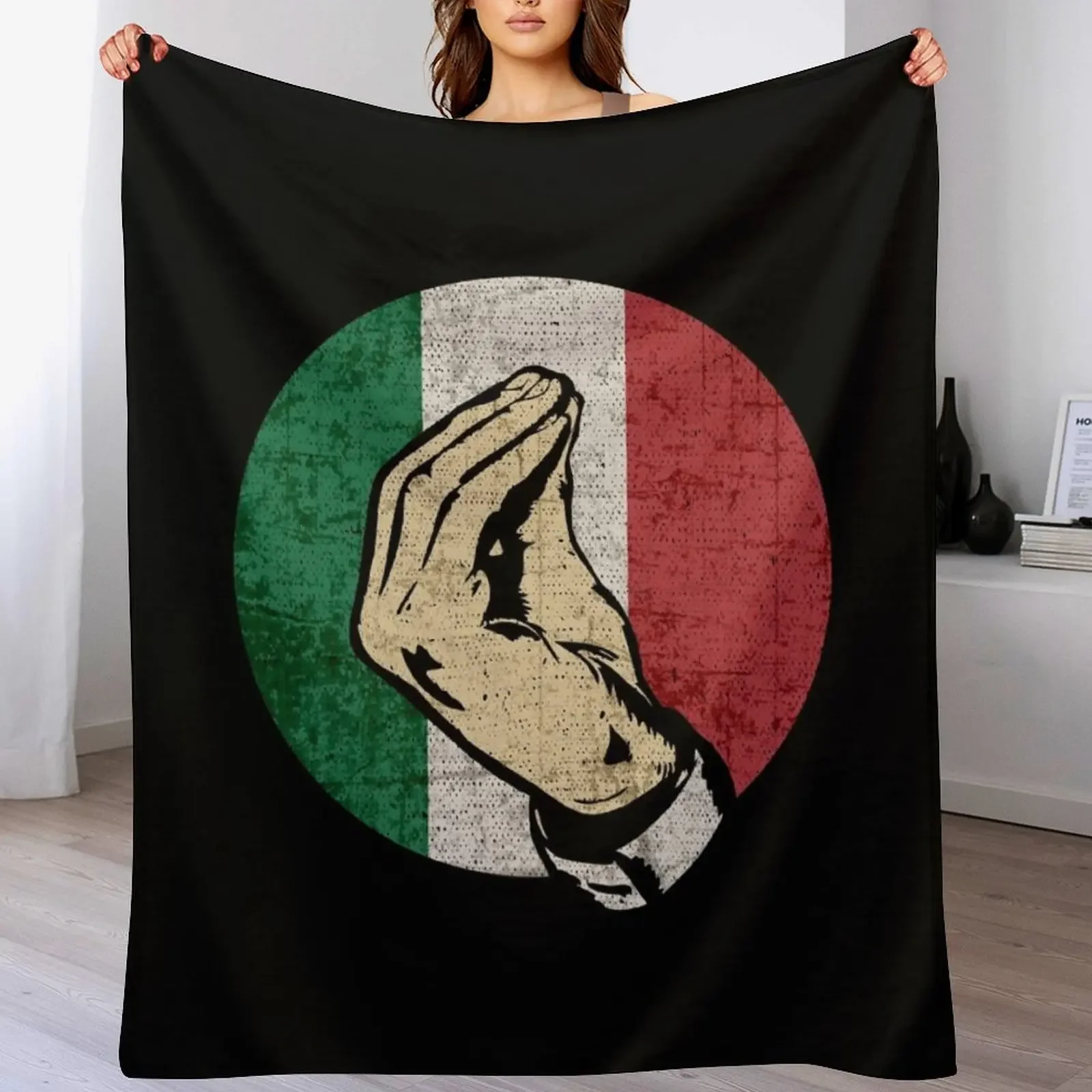 

Italian Hand Gesture Sing Language Funny Italy Flag Vintage Throw Blanket sofa bed Luxury Thicken Blankets