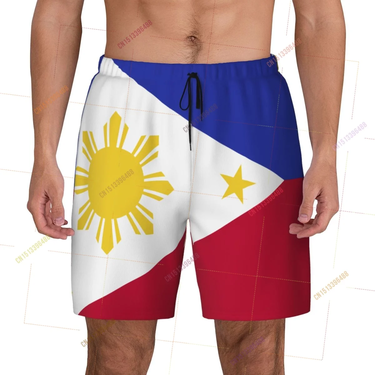 2026 Philippines Flag Top Print 3D Mens Swimming Trunks Hawaiian Bathing Beach 2 in 1 Quick-Dry Summer Swim Shorts With Pockets