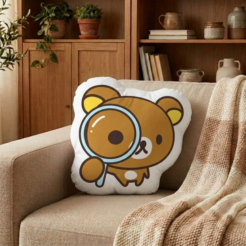 Neues Rilakkuma-förmiges Kissen, hochwertiges, farbenfrohes Cartoon-Animationspuppen-Kissen, kreatives Mädchenherz-Sofa-Auto-Kissen, Geburtstagsgeschenk – Detail 3
