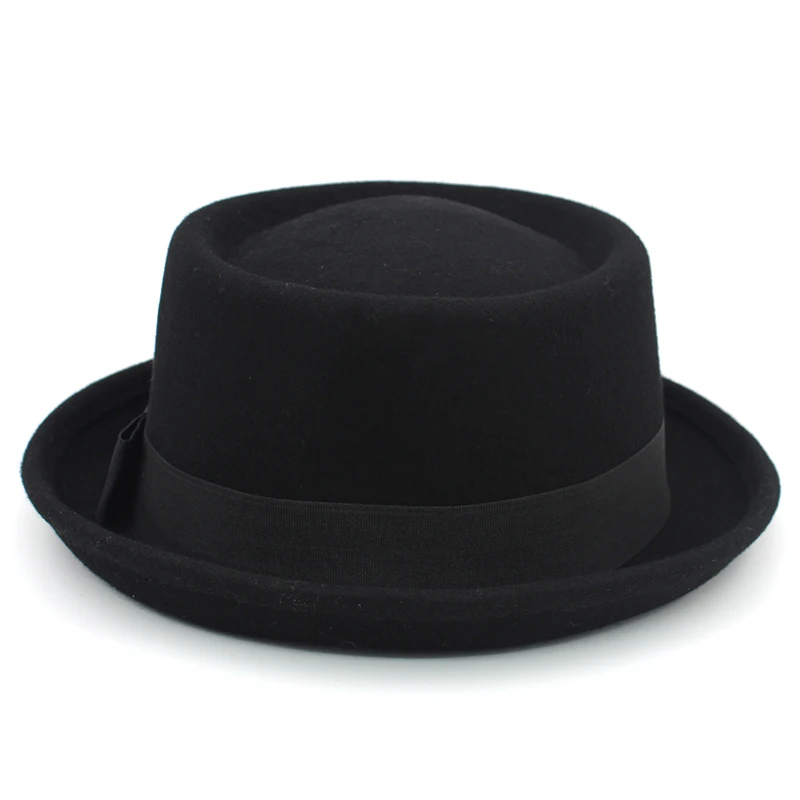 Men Women Wool 100% Pork Pie Hats Fedora Trilby Sunhat Street Style Classical Retro Caps Travel Outdoor Size US 7 1/4 UK L