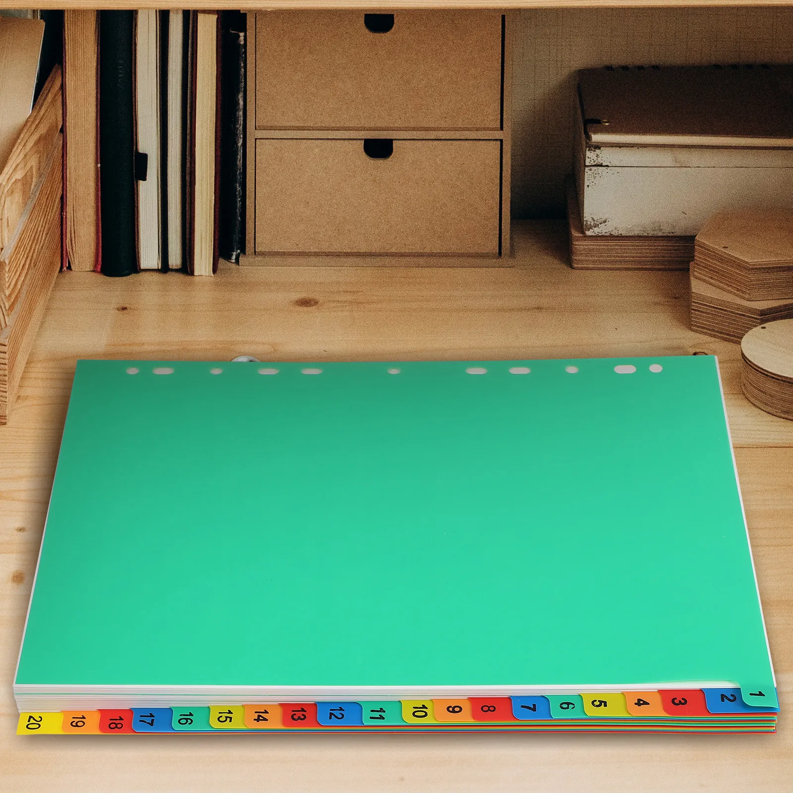 

20 Pages A4 Colorful Plastic Tab Dividers for Binder Index Organization Multi-Color Labeled Insertable Page Separators