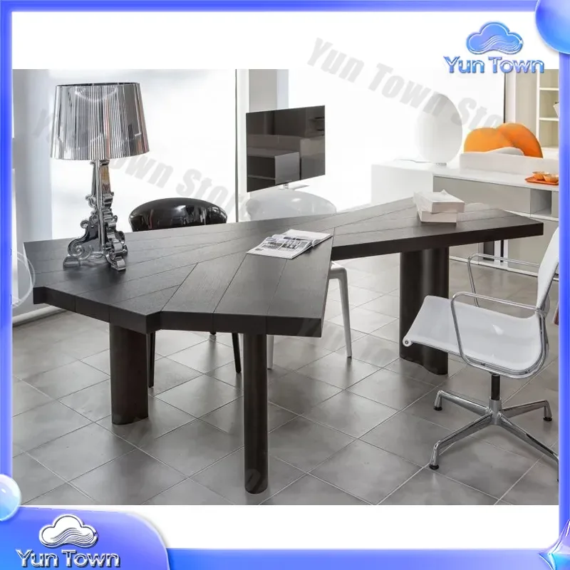 Light Luxury Minimalist Irregular Solid Wood Desk for Home Office Writing Desk for Computer Workstation for Boss Table for