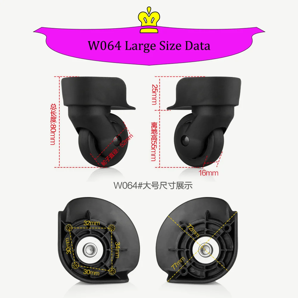 W064 Wheel Suitcase Luggage Accessories Universal 360 Degree Swivel Wheels Trolley Wheel Quality Guaranteed Rotation Casters