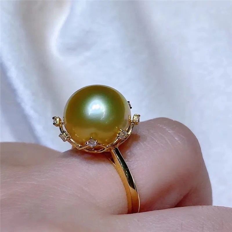 

11-12mm Pearl Ring Designer S925 Ring Fashion Women Classic Wedding Christmas present Banquet Ring 080309