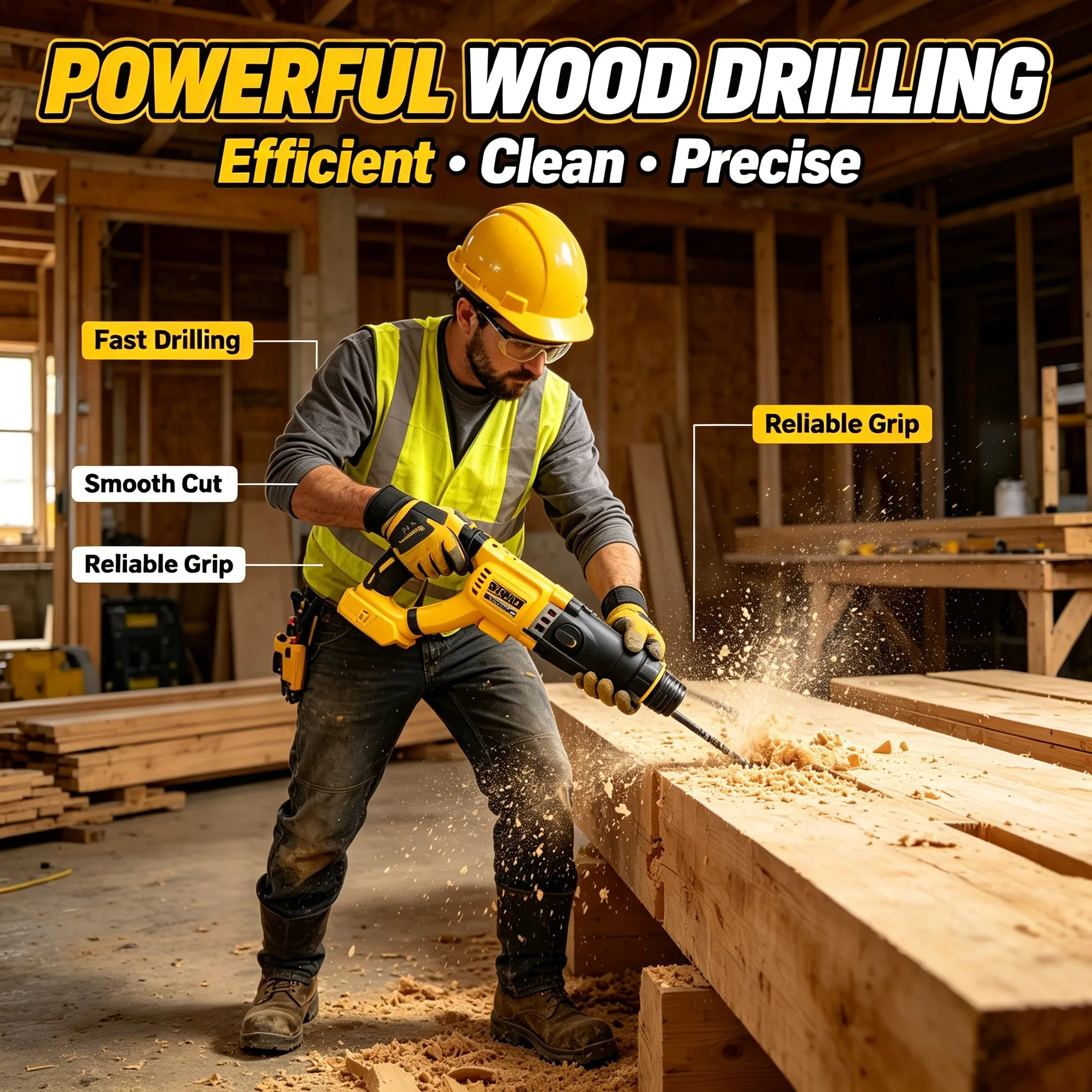 DEWALT DCH263 Brushless Cordless Hammer, Steady Impact for Dense Concrete & Blockwork, Tool Only