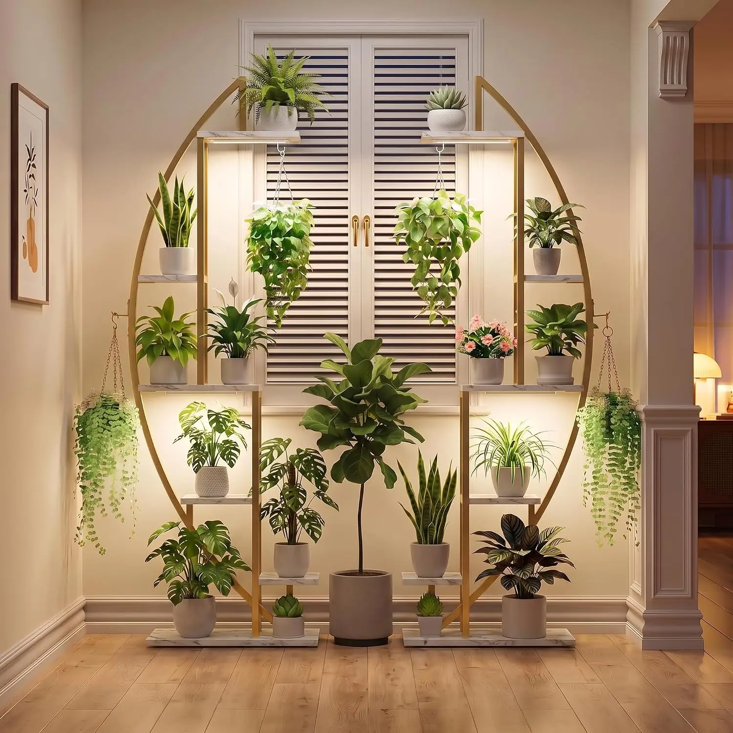 Plant Stand Indoor with Grow Lights, 6 Tiered Tall Plant Shelf, 63