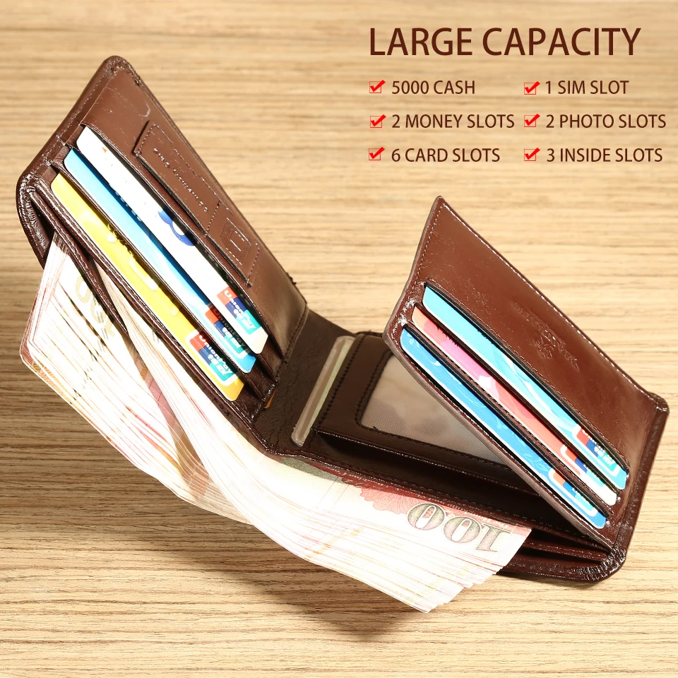 【Genuine Cowhide Leather】ManBang Brand Hot Sale Men\'s Wallet Luxury Original Short Tri-Fold First Layer Cowhide Purse Business H