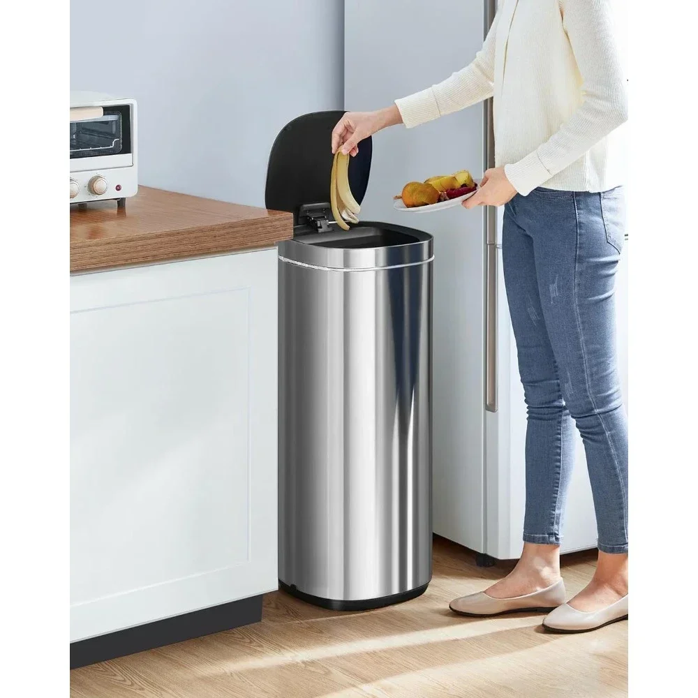 Motion Sensor Trash Can Recycle Bin 13 Gallon Automatic Kitchen Garbage Can Multi-Colored Indicator Lights Stay-Open Lid Tall