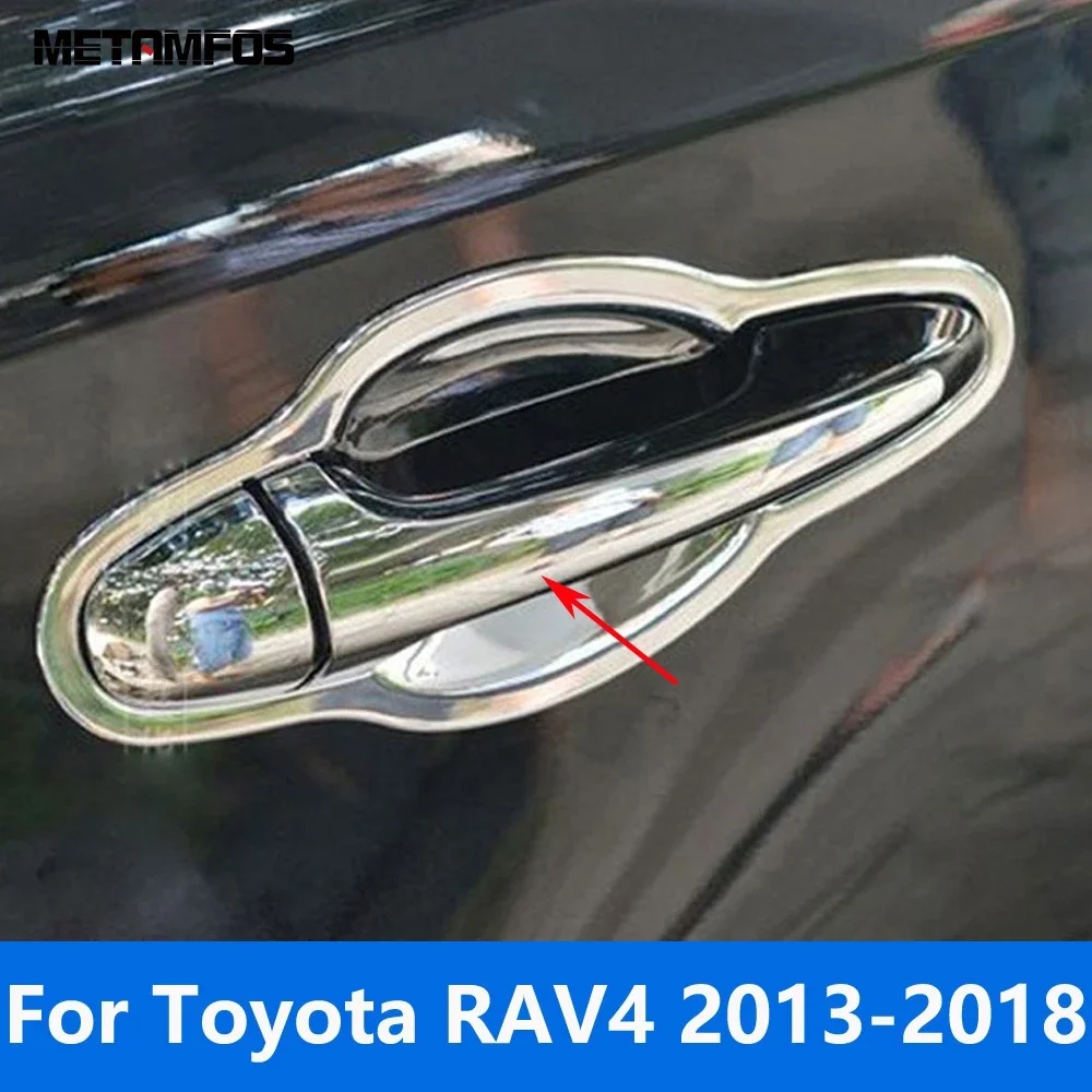 Side Door Handle Cover Trim For Toyota RAV4 RAV 4 2013 2014 2015 2016 2017 2018 Chrome Protection Cap Exterior Car Accessories