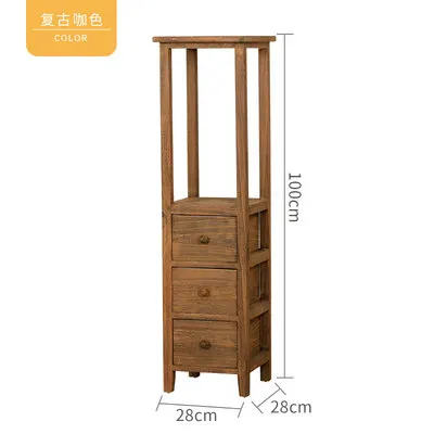 Creative Flower Rack Retro Solid Wood Flowerpot Rack Indoor Balcony Wooden Shelf Narrow Cabinet To Store Small Cabinet