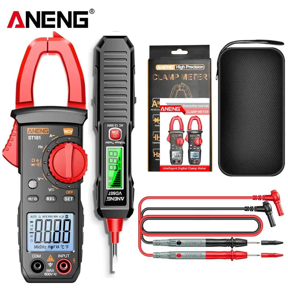 ANENG Digitale Klemmeter Multimeter ST181 Voltmeter NCV Inductiespanning VD807 Inductietester Pen 12V-300V Elektricien Reparatie
