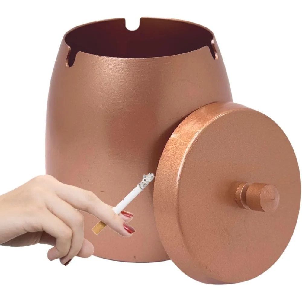 

Ash Tray, Large Outdoor Ashtray with Lid, Ashtray for Outside Patio, Stainless Steel Windproof Smokeless Ash Tray for Balcony, A