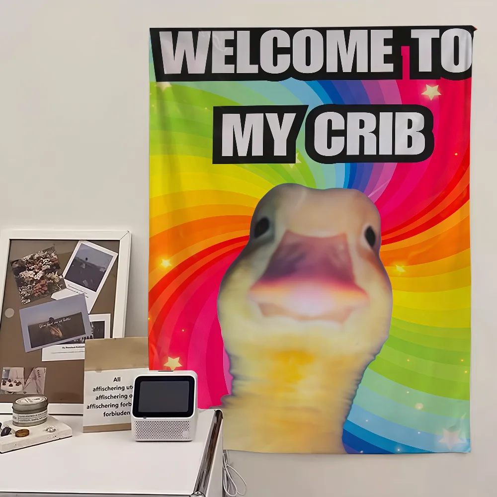 Welcome to My Crib Duck Flag Living Room Wall Club Hanging Home Dorm Decor Art Garage Bar Live Decoration Banner