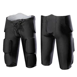Adult Rugby Crash Pants Mens Soccer American Football Protective Gear Ice Hockey Trousers Black