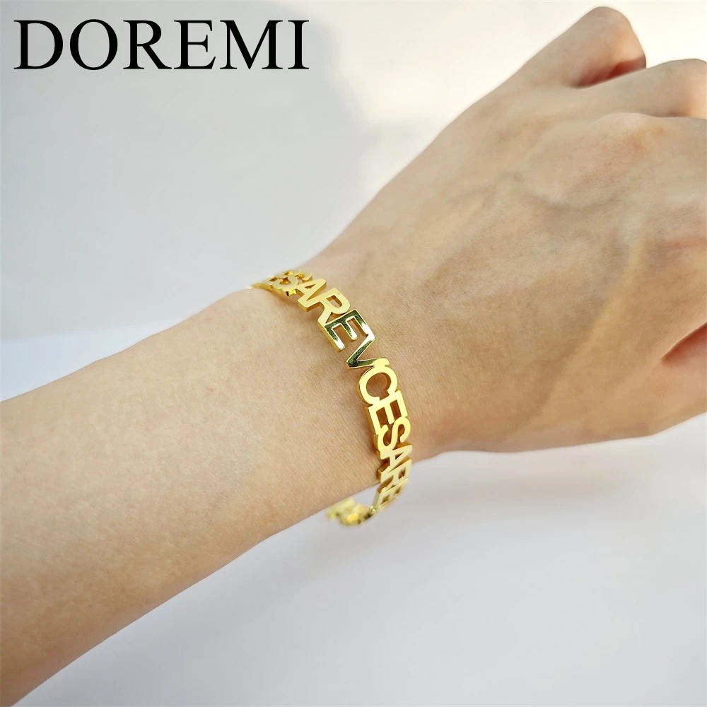 Lateefah Stainless Steel Custom Name Bangle Men Fashion Customized Name Bracelets Letter Personalized Bangles
